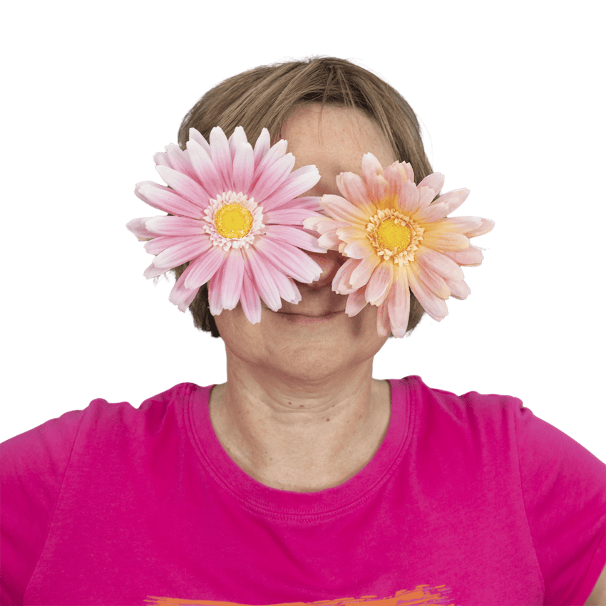 Yoga mit rosaroter Brille